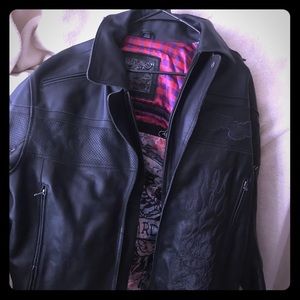 Ed Hardy Rare Calf Leather Biker jacket